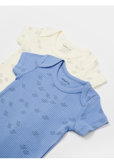 Organik Modal Fil Baskılı 2 Li Kısa Kollu Badi 001