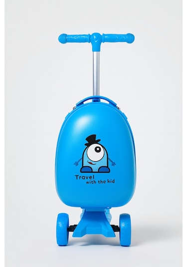 Heybee Luggages Heybee Sevimli Canavar Scooter Mavi Çocuk Valiz Diğer
