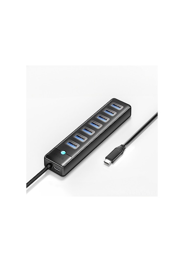 Vkemall Orico Usb-c 7 Port Usb 3.0 Hub Siyah - 5gbps Hızlı Veri Transferi, 5v3a Kararlı Besleme, 1m Kablo, Abs Malzeme, Mavi Led Gösterge