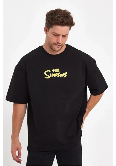 Efnaz Style Erkek Sırt Baskılı Bisiklet Yaka Oversize T-shirt - Siyah