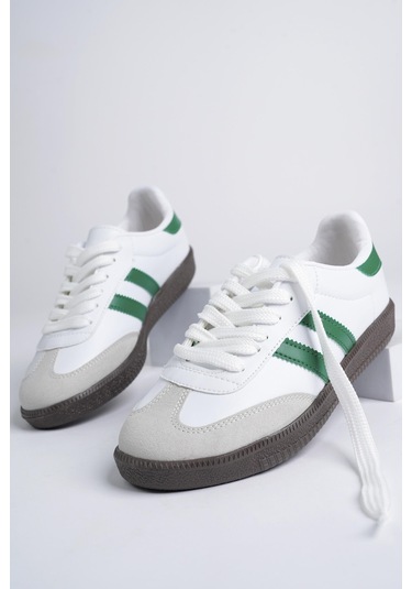 Muggo Gordon Unisex Ortopedik Günlük Garantili Bağcıklı Yürüyüş Koşu Sneaker Spor Ayakkabı Yeşil