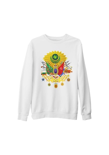 Osmanlı Arması Iı Beyaz Kalın Sweatshirt