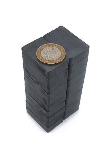 40x25x10 mm Köşeli Ferrit Kömür Seramik Magnet Mıknatıs (10 Adet)