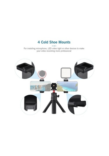 Novahub Çok Fonksiyonlu Akıllı Telefon Video Kiti, 2 Telefonlu Tripod Montaj, Led Işık Ve Mikrofon Dahil