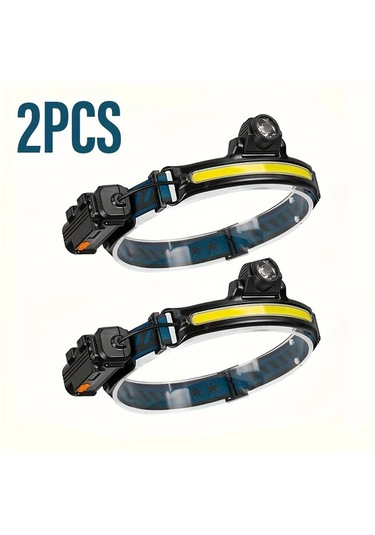 Xuweiwei 2 Adet Lihangstar Dis Mekan Led Kafa Lambasi Hareket Sensorlu Usb Sarj Edilebilir 6 Aydinlatma Modu Kampcilik Is Icin 18650 Pil Usb Kablo Bakır - Siyah