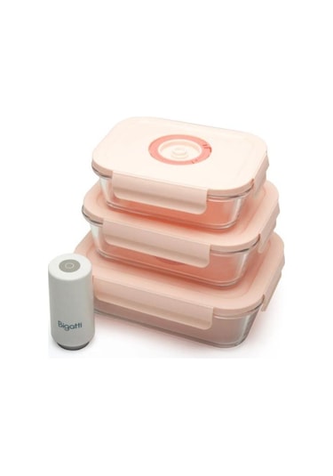 Bigatti Senna 04p0 4'lü Vakumlu Saklama Kabı Seti Pembe