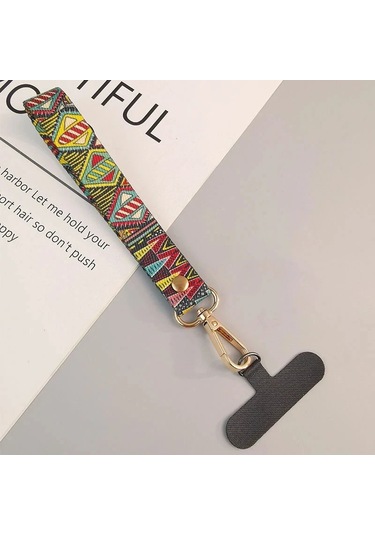 Wsshe Retro Desenli Evrensel Telefon Kordonu - Crossbody Uzun Askı - Antikayıp Klip - Boyun Askısı Piyano Siyah