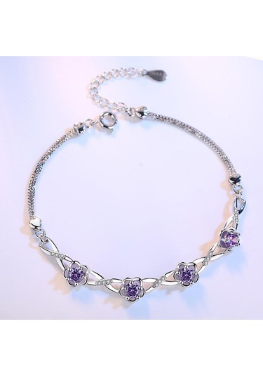 Beyaz Yeni Zirkon Çiçek Bileklik Moda Basit Bileklik Beyaz