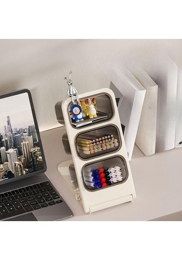 Pazly Suntek Kalem Tutucu - Basit & İdeal Hediye, Kırtasiye Rafı Fincan Beyaz Beyaz