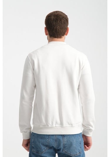 Shooter Sportswear Erkek Sweatshirt Düğmeli Ekru Standart Kalıp Ekru