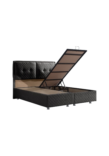 Setaymobilya Baza, Vectra Çift Kişilik Baza + Başlık + Deluxe Yatak, Antrasit