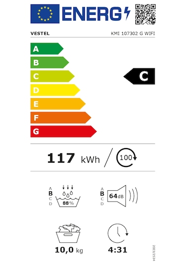 Vestel KMI 107302 G Wi-Fi 10 KG Isı Pompalı Çamaşır Kurutma Makinesi
