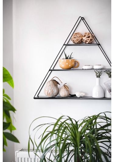 DEKORATİF METAL RAF ÜÇGEN DUVAR RAFI KURULUM GEREKTİRMEYEN TEK PA
