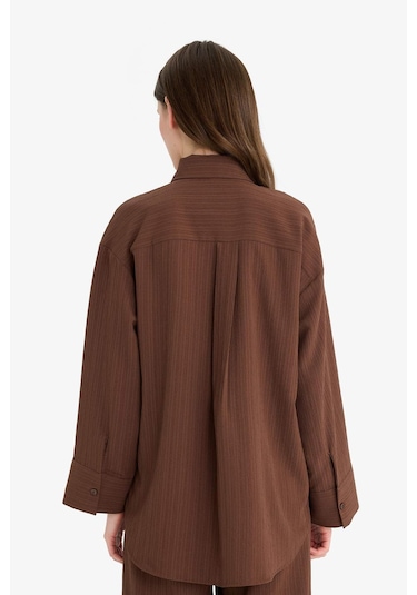 DeFacto Relax Fit 2'li Takım Gofre Dokulu Uzun Kollu Gömlek Pantolon F4094AX25SMBN320