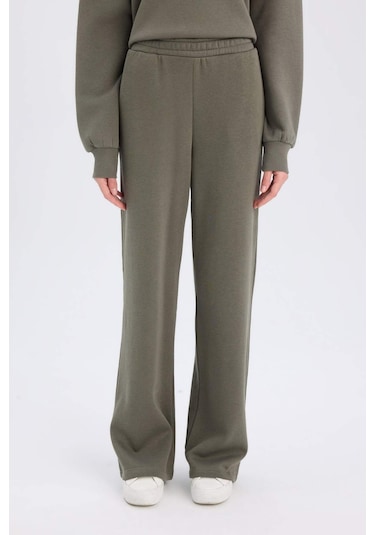 DeFacto Straight Fit Kalın Eşofman Altı Beli Lastikli Cepli Yüksek Bel Basic Düz B8571AX24WNKH422