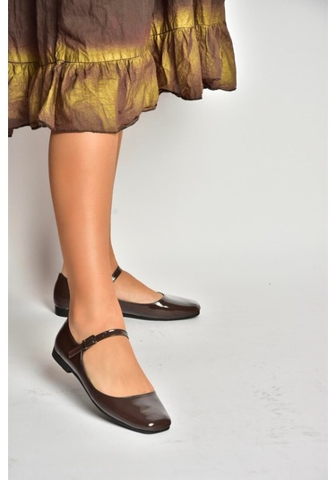 Fox Shoes S726252508 Kadın Babet - Kahverengi Rugan