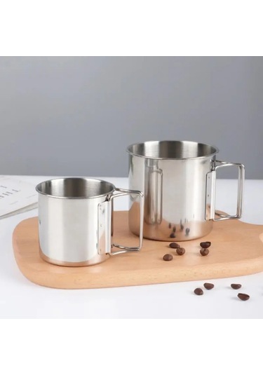 Tcherchi 350ML Kamp Bardak Taşınabilir Kupa Gümüş