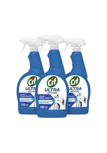 Cif Ultra Hız Güç Kireç Sökücü Sprey Leke ve Kir Çıkarıcı 3 x 1 L