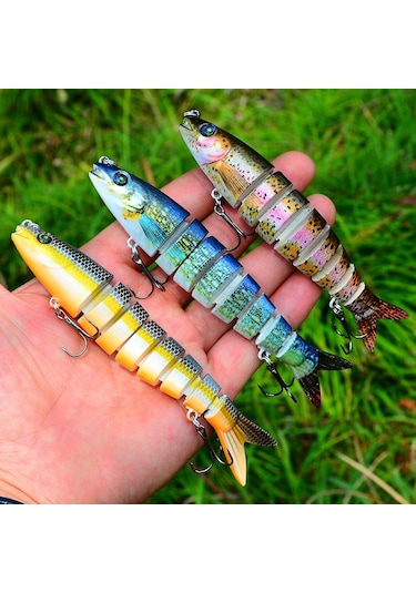 3 Adet 8 Eklemli 3d Oynak Rapala Sahte Balık Yem Seti Tatlı Ve Tuzlu Su Uyumlu Wobblers Swimbait