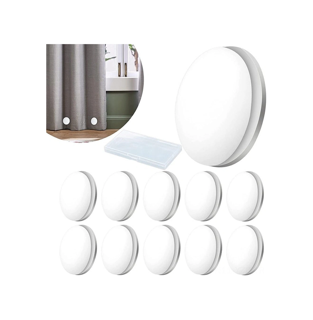 Yuntech01 10 Adet Beyaz Manyetik Perde Ağırlığı - Banyo Perdesi, Masa Örtüsü İçin Manyetik Kanca Ağırlık Bloğu Beyaz