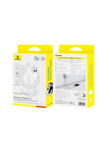 Baseus Display 20w Type-c - 8 Pin Hızlı Şarj Kablosu, Uzunluk:2m Cbtx