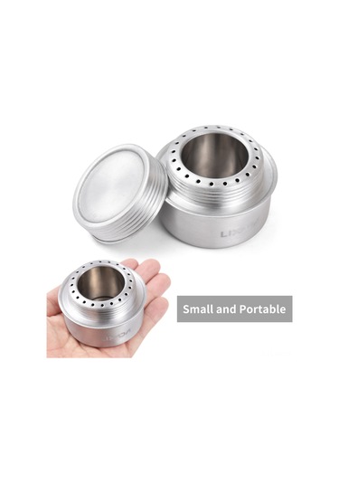 Xiyyadms Küçük Boy Geyikçilik Isıtıcı Seti - 100ml Alüminyum Alkol Yakıcı + Paslanmaz Çelik Katlanabilir Tutucu - Kamp Ve Yürüyüş İçin Taşınabilir Isıtma Kaynağı Gümüş