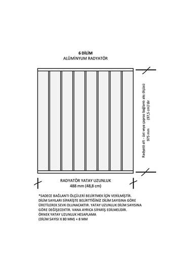 Alüminyum Panel Radyatör Klasik Model 1000 Mm X 5 Dilim Ral 9010 Kırık Beyaz