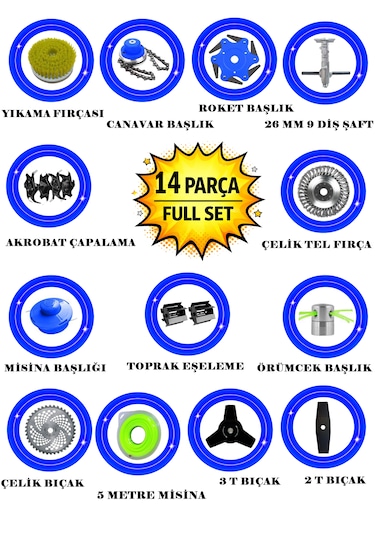 Prowackers German Vrx-750 Force Sırt Tırpan+ Akrobat Çapalama + Toprak Eşeleme 14 Parça Full Setli