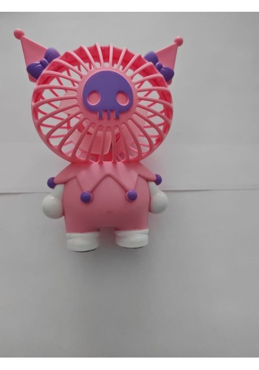 Mini El Fanı Şarjlı Telefon Tutuculu Kuromi Figürlü 2 Kademeli Taşınabilir Vantilatör Masa El Tipi Serinletici Soğutucu