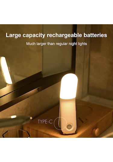 Springsun Ev Led Gece Lambası: Dokunmatik Kontrol, 3 Renk Seçeneği, 270 Döner Işık, Çoklu Montaj Kanca/sünger/mıknatıs , 2000mah Pil, Yüksek Parlaklık Beyaz