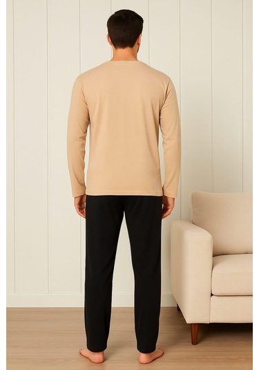Erkek 1908 Uzun Kol % 100 Pamuk Pijama Takımı Taş Taş