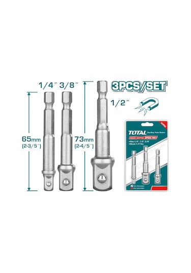 Bits Lokma Adaptör S2 Çeliği 1/4 3/8 1/2 Ölçüleri 3 Adet