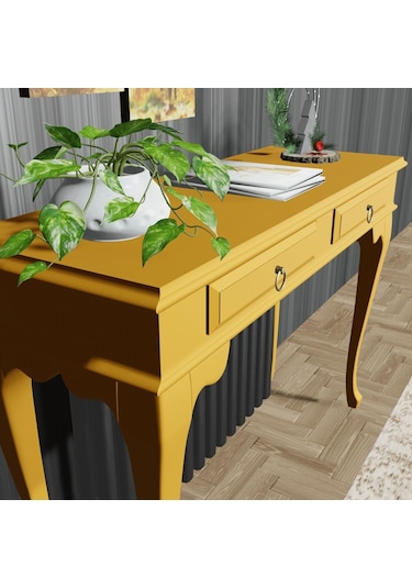 Roys Ahşap 100 Cm Hardal Çekmeceli Petek Üstü Yüksek Dresuar Ahşap