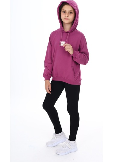 Toontoy Kız Çocuk Armalı Taytlı Takım Mürdüm