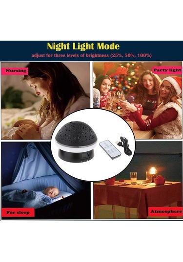 Homyl Led Projektör Işığı Usb Yıldızlı Okyanus Siyah Siyah