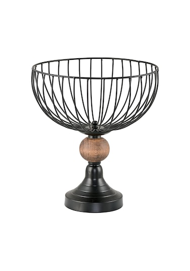 Metal Tel Meyvelik Siyah-ahşap Detaylı
