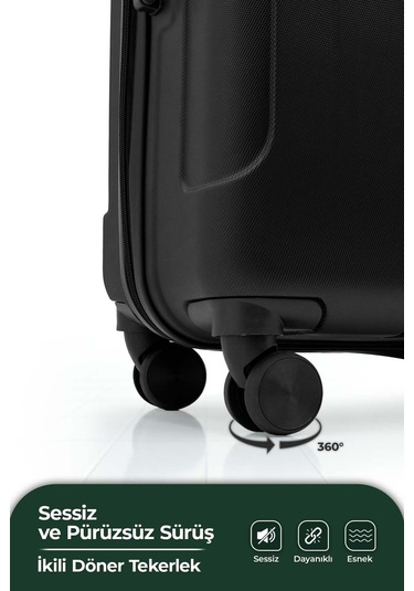 Petra Lüx 2'li Abs Valiz Seti Büyük & Orta Boy Antrasit Antrasit