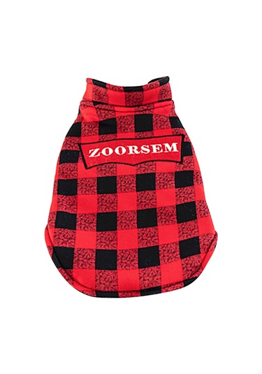 Vkemall Köpekler İçin Çift Taraflı Isı Sağlayan Outdoor Mont, Göğüs Çevresi Ayarlanabilir, Kırmızı-siyah Desen, M Beden