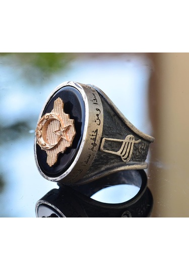 Yıldız Ve Hilal Yüzüğü, Malcolm X Yüzüğü, Sterlin Gümüş İslami Erkek Yüzüğü Gümüş