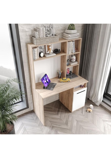 Afilli Ildır Çalışma Masası Flora Beyaz Tamamı Mdf Flora Beyaz