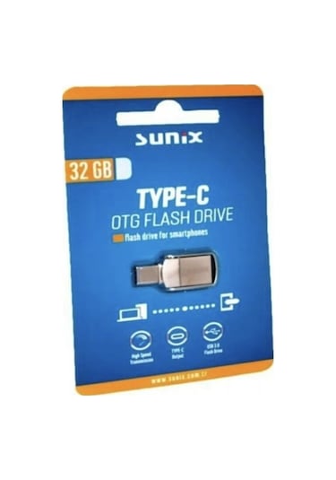 Sunix 32gb Type-c To Usb 3.0 Hızlı Usb Flash Bellek Otg Çift Griş