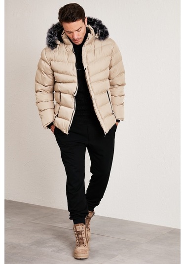 Buratti Slim Fit Suni Kürklü Peluş Astarlı Çıkarılabilir Kapüşonlu Şişme Erkek Mont 5761080 B Taş Buratti Slim Fit Suni Kürklü Peluş Astarlı Çıkarılabilir Kapüşonlu Şişme Erkek Mont 5761080 B Taş