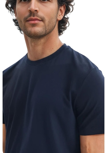 Ar-ma Erkek Regular Fit Pamuk Süprem Basic Bisiklet Yaka Tişört Y31344408002 Lacivert XL