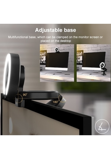 Sones Landshine 90 Derece Geniş Açı 2k Usb Otomatik Odaklı Bilgisayar Canlı Güzellik Hd Kamerası Ve Halka Işık