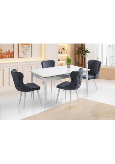 1009 Mdf Mutfak Masa Takımı Beyaz