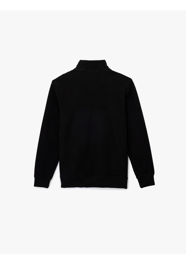 Koton Uzun Kollu Ribanalı Yarım Fermuarlı Sweatshirt Siyah 6wam70096mk Siyah