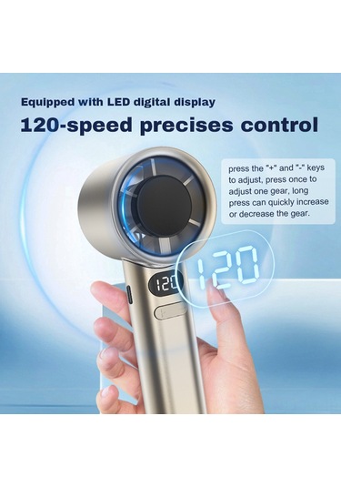 Kangvka M11 El Tipi Hızlı Fan, Usb Turbofan, 120 Seviye Sürekli Hız Ayarlama, Mini Boyut, Gümüş Renk, Dahili Litiyum Pil