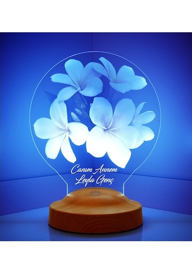 3D Led Lamba 3Boyutlu Canım Annem Plumeria Kişiye Özel Hediye