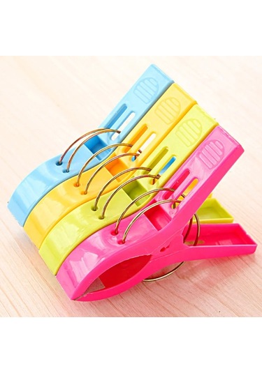 4 Parçalı Set-b-satış 4 Adet/takım Plastik Askı Klipleri Çamaşır Elbise Plaj Havlusu Pimleri Yaylı Kelepçe Büyük Klipler Varış