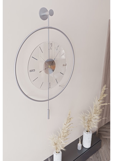 MetaQuartz Aksesuar Büyük Boy 50 x 75 CM Mat Gümüş Luxry Şeffaf Göbek Metal Dekoratif Camlı Gri